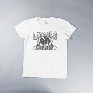 Y2K Graphic T-Shirt, Grey Longhorn Saloon & Grill Souvenir Shirt, Whistler